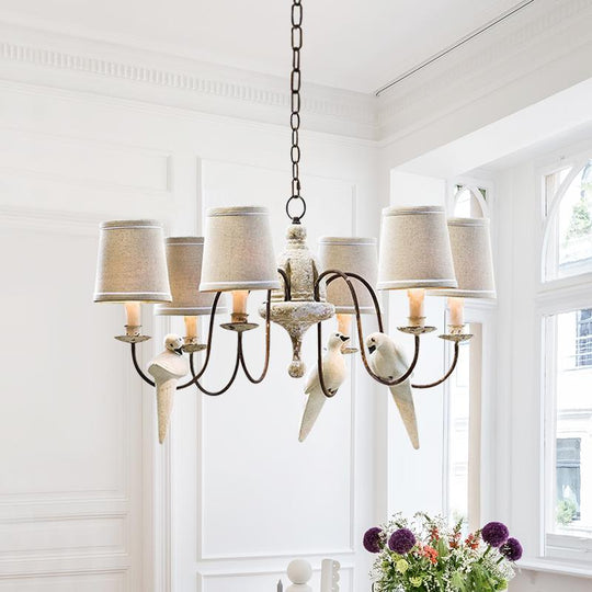 Pendantlightie-Vintage Farmhouse 6-Light Bird Chandelier-Chandeliers--