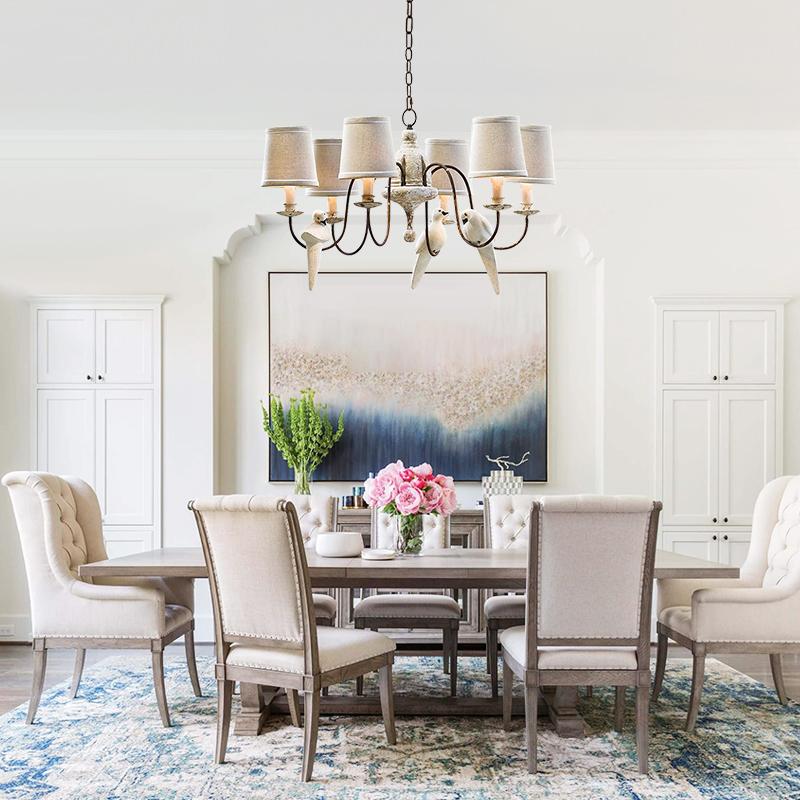 Pendantlightie-Vintage Farmhouse 6-Light Bird Chandelier-Chandeliers--