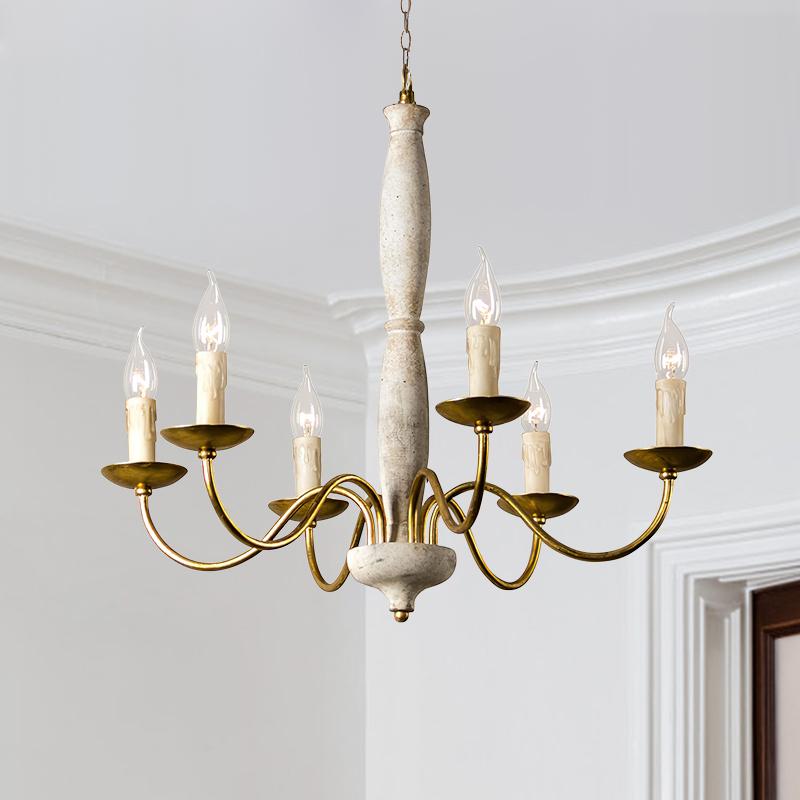 Pendantlightie-Vintage White 6-Light Traditional Chandelier-Chandeliers--