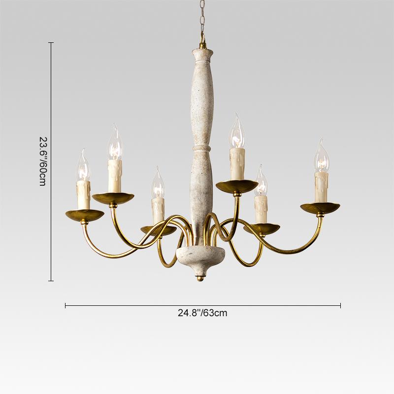 Pendantlightie-Vintage White 6-Light Traditional Chandelier-Chandeliers--