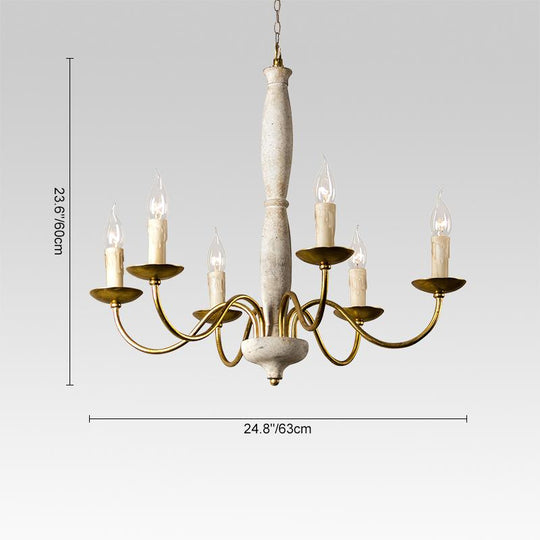 Pendantlightie-Vintage White 6-Light Traditional Chandelier-Chandeliers--