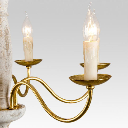 Pendantlightie-Vintage White 6-Light Traditional Chandelier-Chandeliers--