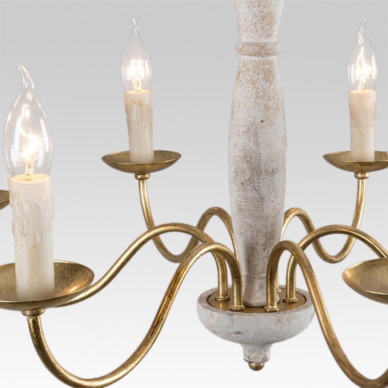 Pendantlightie-Vintage White 6-Light Traditional Chandelier-Chandeliers--