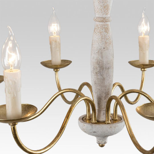 Pendantlightie-Vintage White 6-Light Traditional Chandelier-Chandeliers--