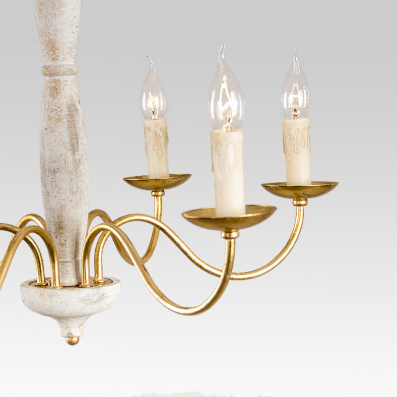 Pendantlightie-Vintage White 6-Light Traditional Chandelier-Chandeliers--