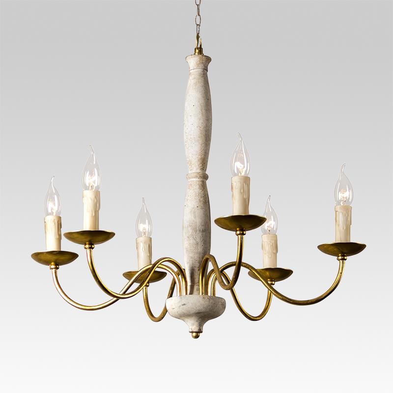 Pendantlightie-Vintage White 6-Light Traditional Chandelier-Chandeliers--