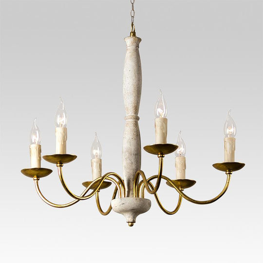 Pendantlightie-Vintage White 6-Light Traditional Chandelier-Chandeliers--