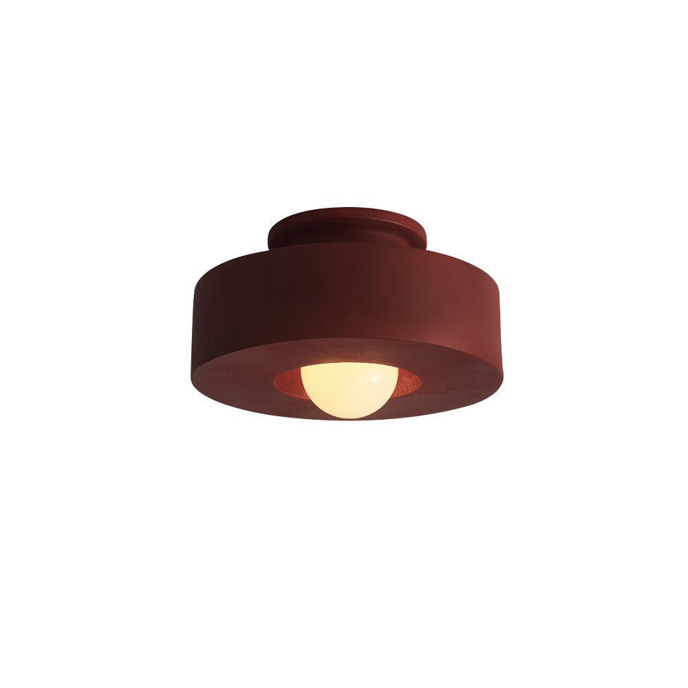 Pendantlightie-Wabi Sabi 1-Light Resin Cylindrical Semi Flush Mount-Semi Flush Mount-Black-