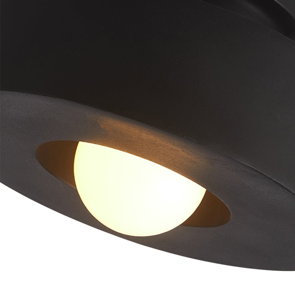 Pendantlightie-Wabi Sabi 1-Light Resin Cylindrical Semi Flush Mount-Semi Flush Mount-Black-