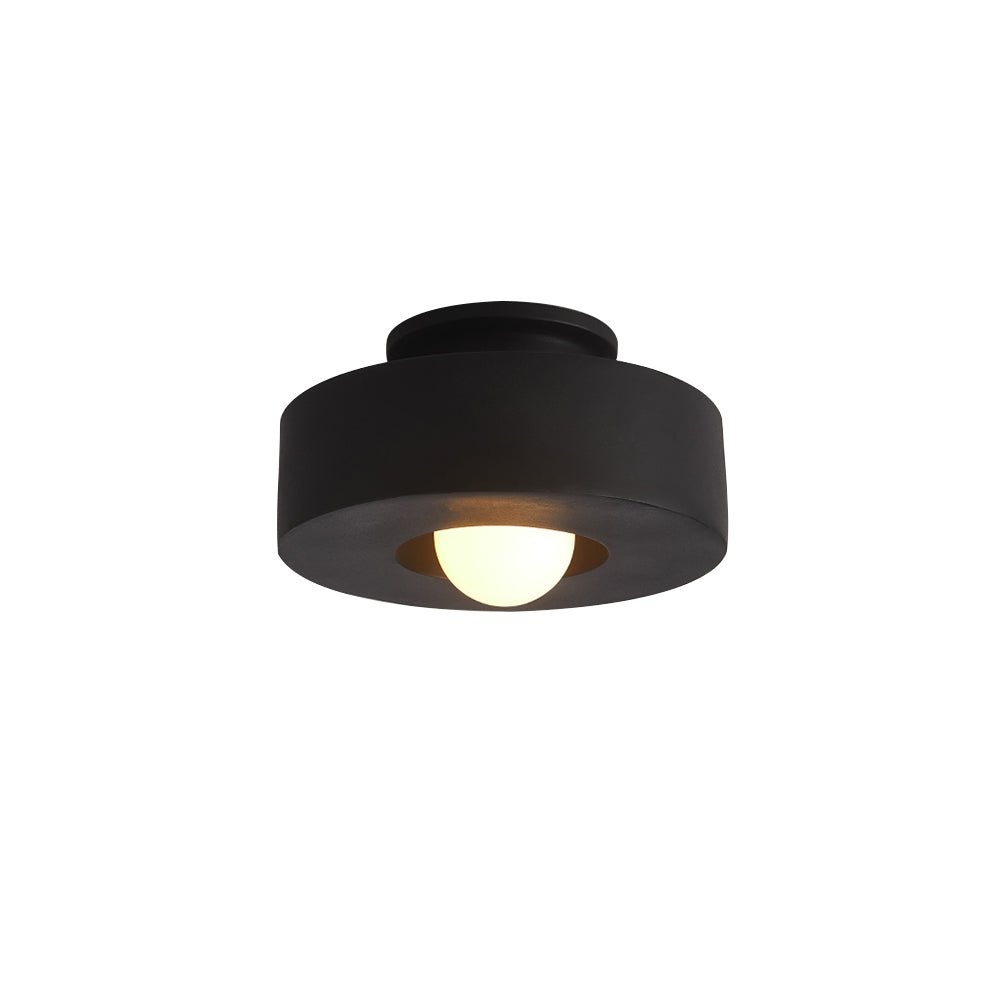 Pendantlightie-Wabi Sabi 1-Light Resin Cylindrical Semi Flush Mount-Semi Flush Mount-Black-