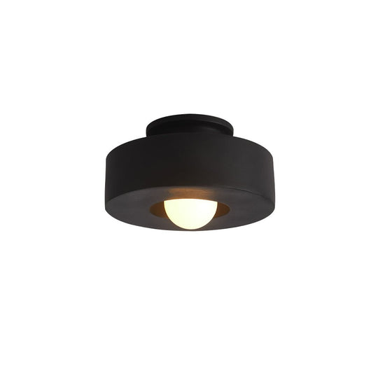 Pendantlightie-Wabi Sabi 1-Light Resin Cylindrical Semi Flush Mount-Semi Flush Mount-Black-