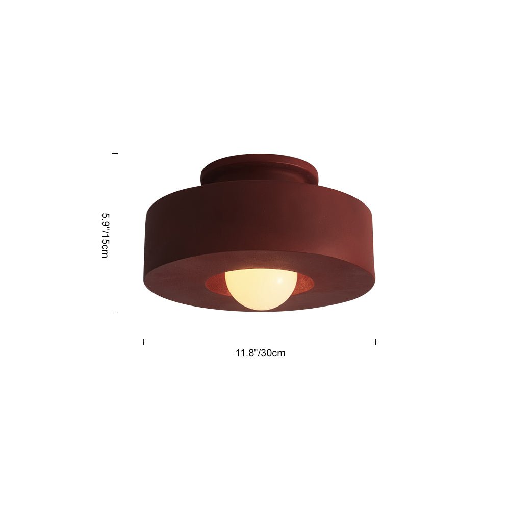 Pendantlightie-Wabi Sabi 1-Light Resin Cylindrical Semi Flush Mount-Semi Flush Mount-Black-