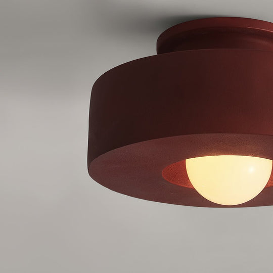 Pendantlightie-Wabi Sabi 1-Light Resin Cylindrical Semi Flush Mount-Semi Flush Mount-Black-