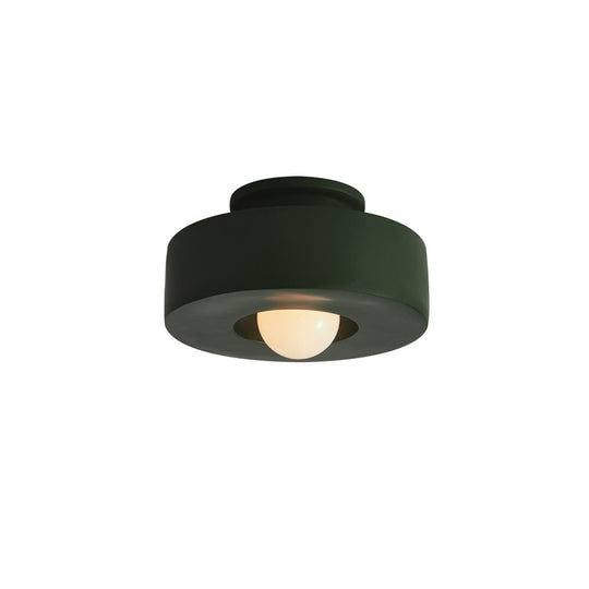 Pendantlightie-Wabi Sabi 1-Light Resin Cylindrical Semi Flush Mount-Semi Flush Mount-Black-