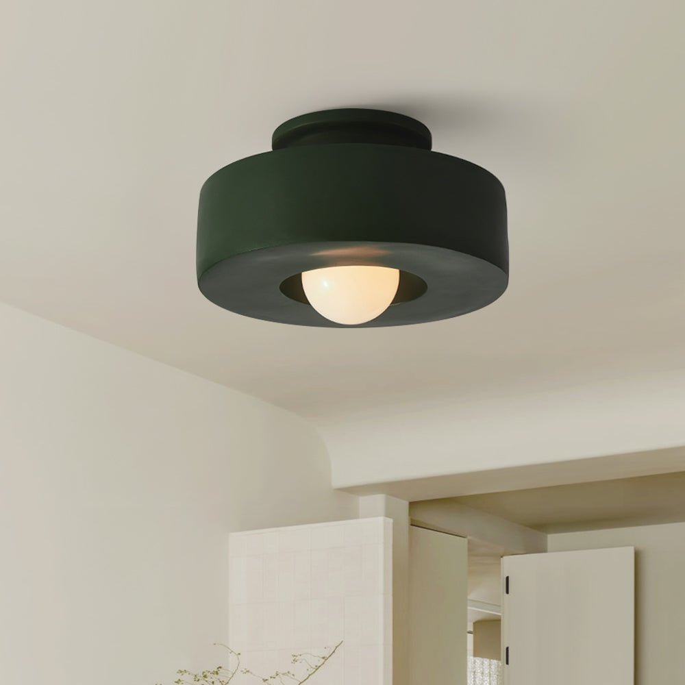 Pendantlightie-Wabi Sabi 1-Light Resin Cylindrical Semi Flush Mount-Semi Flush Mount-Green-