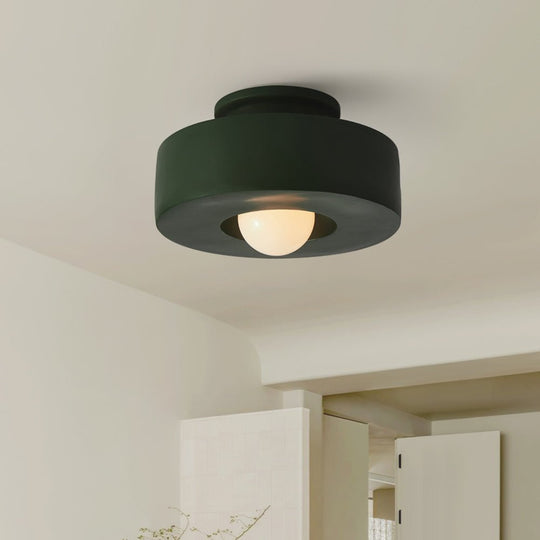 Pendantlightie-Wabi Sabi 1-Light Resin Cylindrical Semi Flush Mount-Semi Flush Mount-Green-