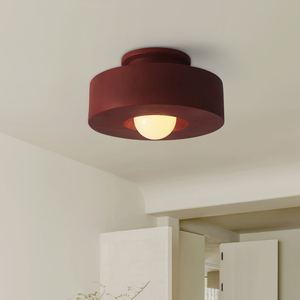 Pendantlightie-Wabi Sabi 1-Light Resin Cylindrical Semi Flush Mount-Semi Flush Mount-Red-