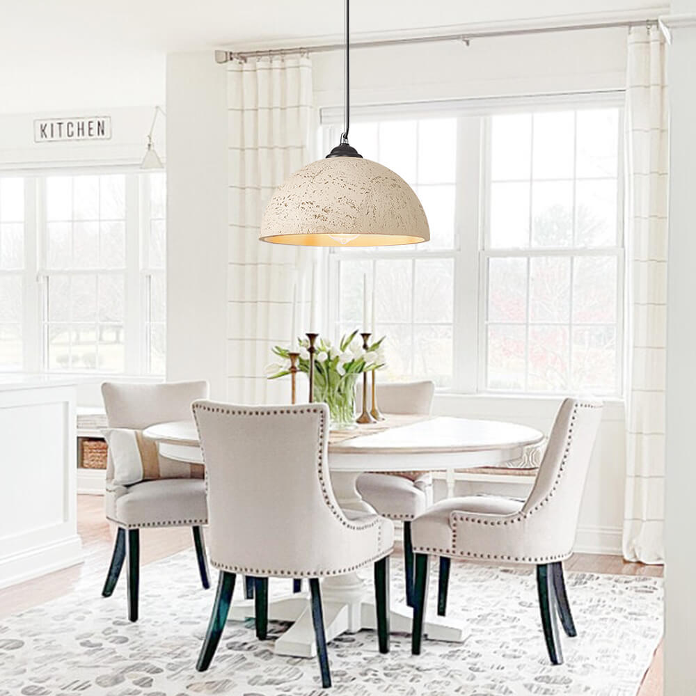 Pendantlightie-Wabi Sabi 1-Light Resin Dome Pendant For Kitchen Island-Pendants-Yellowlish White-