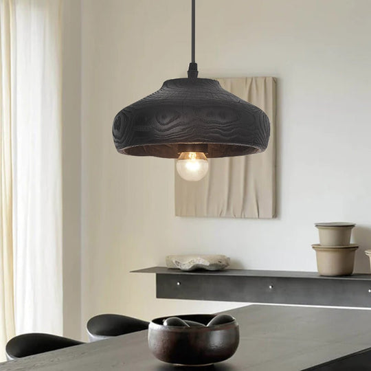 Pendantlightie-Wabi Sabi 1-Light Wood Grain Resin Dome Pendant-Pendants-A-