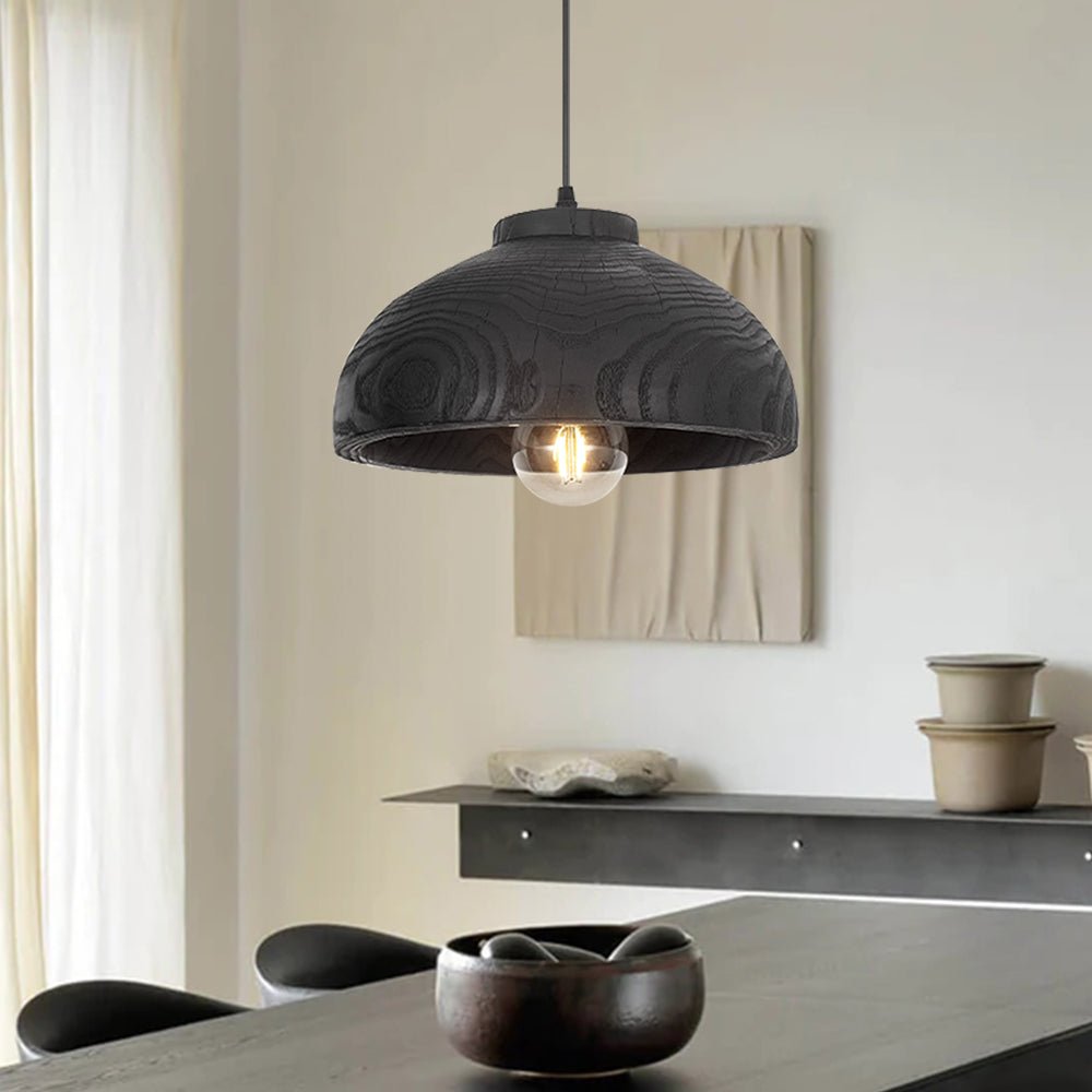 Pendantlightie-Wabi Sabi 1-Light Wood Grain Resin Dome Pendant-Pendants-B-