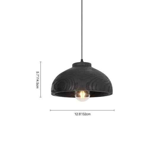 Pendantlightie-Wabi Sabi 1-Light Wood Grain Resin Dome Pendant-Pendants-B-