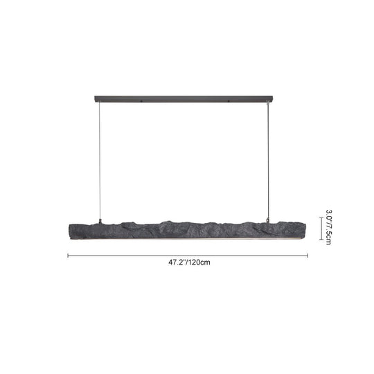 Pendantlightie-Wabi Sabi Resin Long Led Pendant Light Dining Room Kitchen Bar-Pendants-Black-Warm White Light