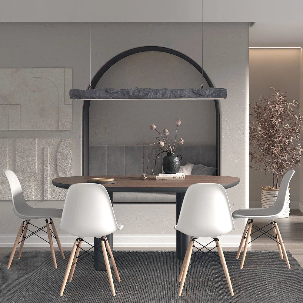 Pendantlightie-Wabi Sabi Resin Long Led Pendant Light Dining Room Kitchen Bar-Pendants-Black-Warm White Light