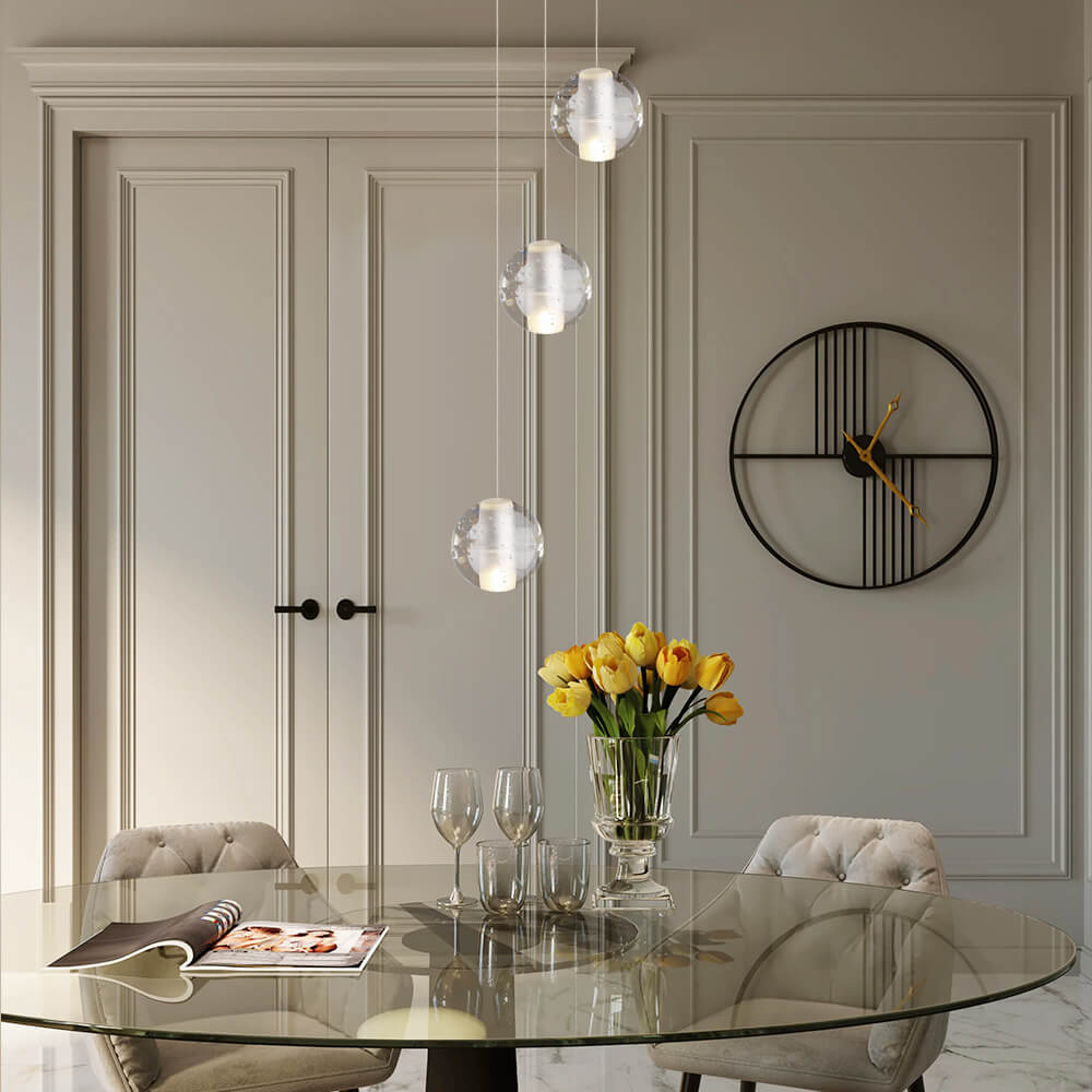 Pendantlightie-Water Drops Globe Modern Cluster Stairway Pendant Lights-Pendants-3 Lt-