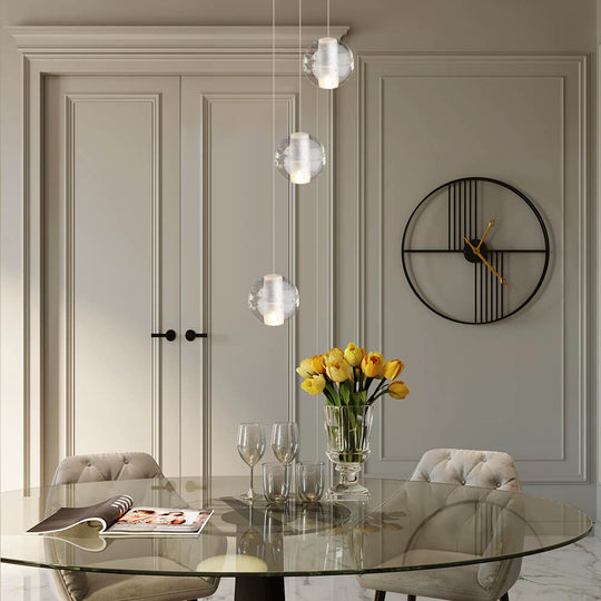Pendantlightie-Water Drops Globe Modern Cluster Stairway Pendant Lights-Pendants-3 Lt-