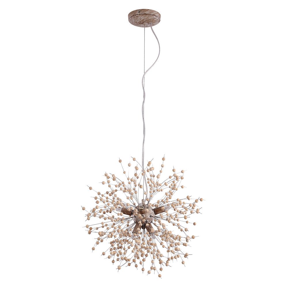 Pendantlightie-Wooden Beaded Dandelion Firework Chandelier-Chandeliers-8Lt-