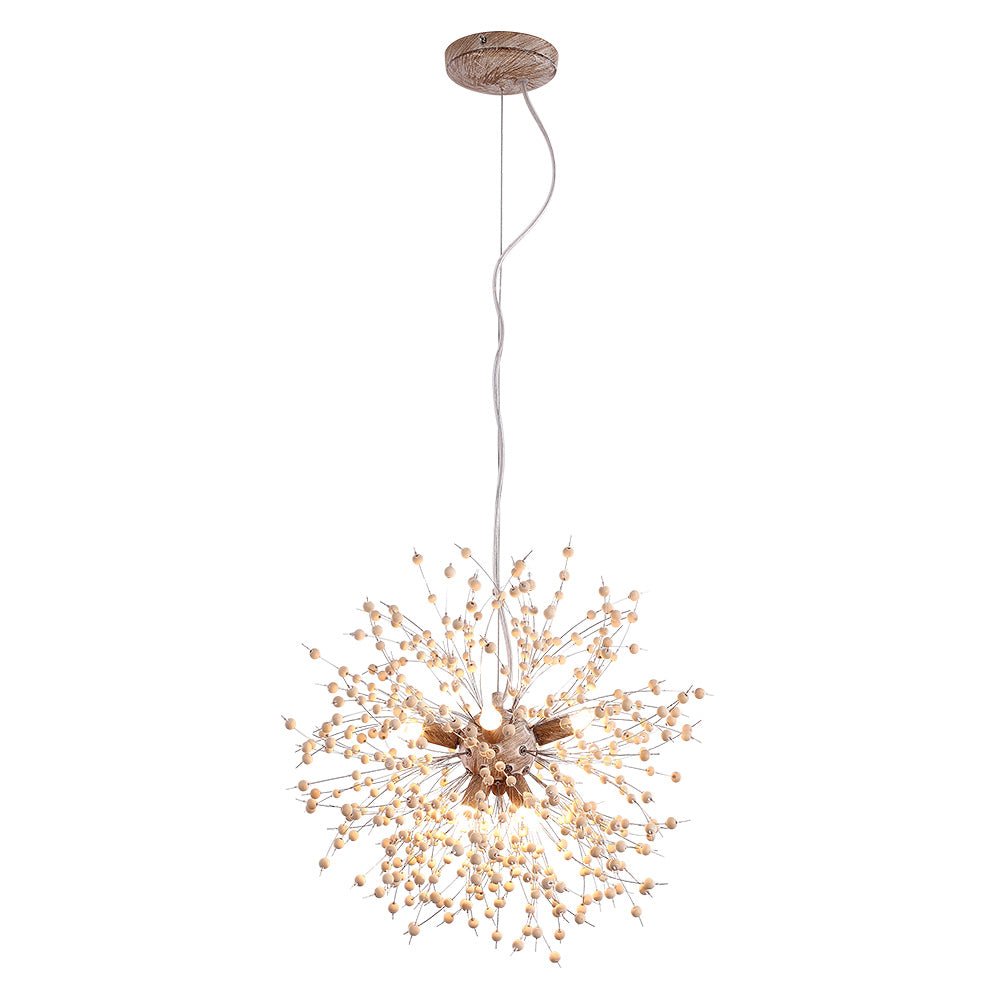 Pendantlightie-Wooden Beaded Dandelion Firework Chandelier-Chandeliers-8Lt-