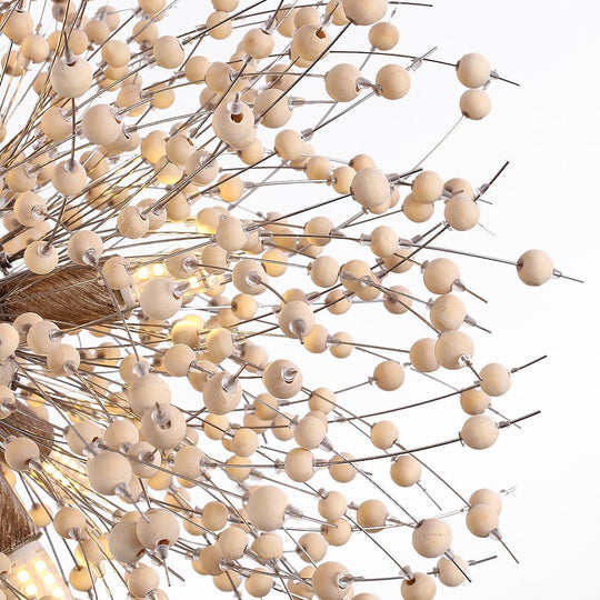 Pendantlightie-Wooden Beaded Dandelion Firework Chandelier-Chandeliers-9Lt-