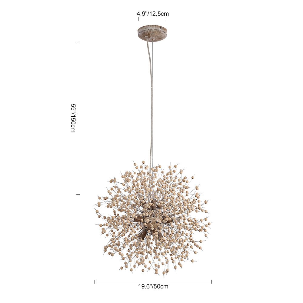 Pendantlightie-Wooden Beaded Dandelion Firework Chandelier-Chandeliers-9Lt-
