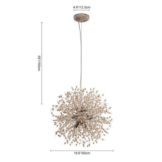 Pendantlightie-Wooden Beaded Dandelion Firework Chandelier-Chandeliers-9Lt-
