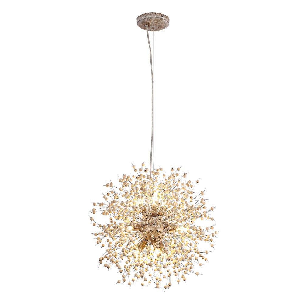 Pendantlightie-Wooden Beaded Dandelion Firework Chandelier-Chandeliers-9Lt-