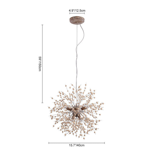 Pendantlightie-Wooden Beaded Dandelion Firework Chandelier-Chandeliers-9Lt-