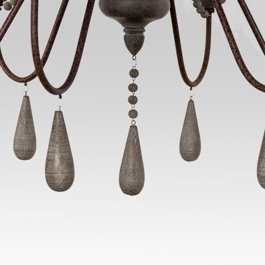 Pendantlightie-Wooden Beads 6-Light Candle Chandelier-Chandeliers-Gray-
