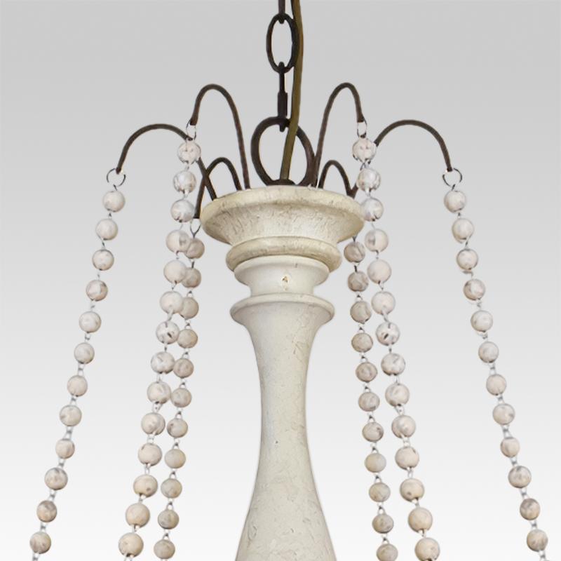 Pendantlightie-Wooden Beads 6-Light Candle Chandelier-Chandeliers-Gray-
