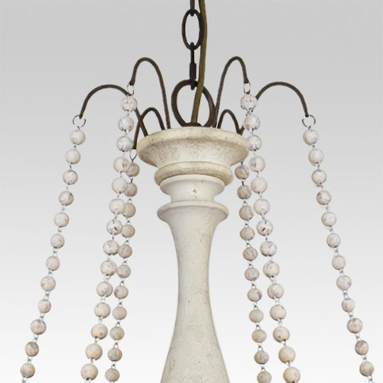 Pendantlightie-Wooden Beads 6-Light Candle Chandelier-Chandeliers-Gray-