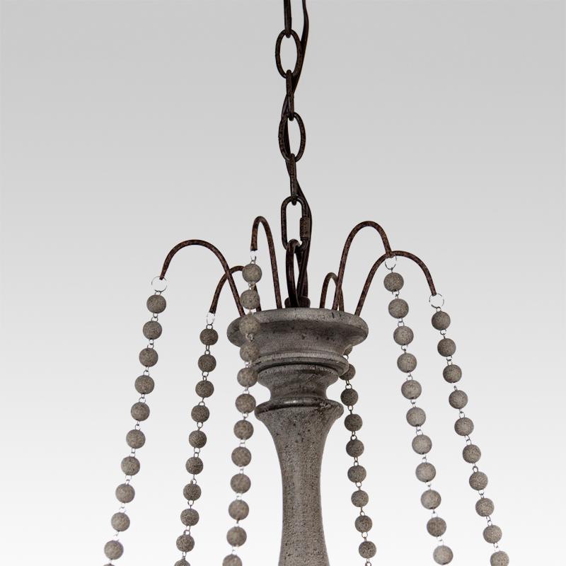 Pendantlightie-Wooden Beads 6-Light Candle Chandelier-Chandeliers-Gray-