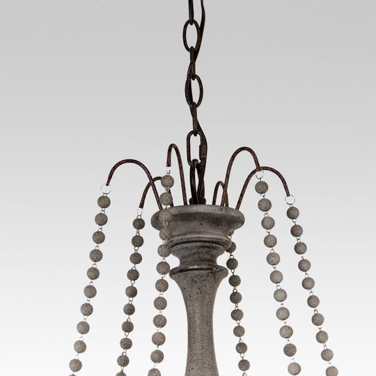 Pendantlightie-Wooden Beads 6-Light Candle Chandelier-Chandeliers-Gray-