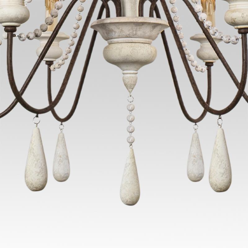 Pendantlightie-Wooden Beads 6-Light Candle Chandelier-Chandeliers-Gray-