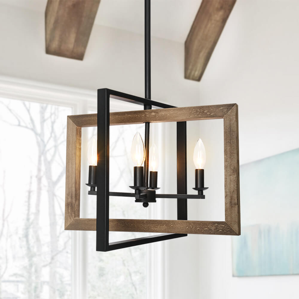 Wood geometric shop pendant light