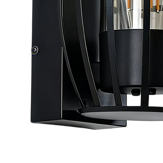 1-Light Black Outdoor Modern Cage Wall Light for Porch
