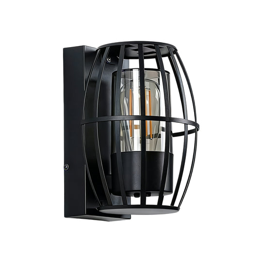 1-Light Black Outdoor Modern Cage Wall Light for Porch