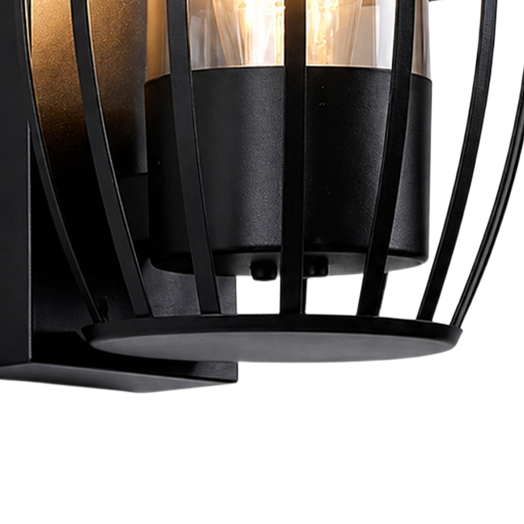 1-Light Black Outdoor Modern Cage Wall Light for Porch