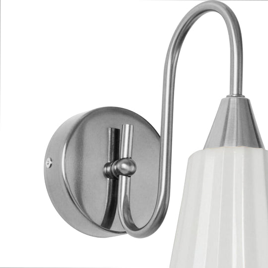 1-Light Gooseneck Bell French Vintage Ceramic Pleated Wall Lamp