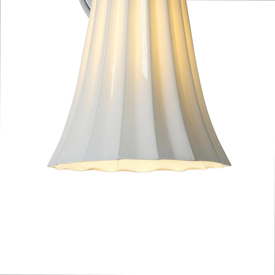 1-Light Gooseneck Bell French Vintage Ceramic Pleated Wall Lamp