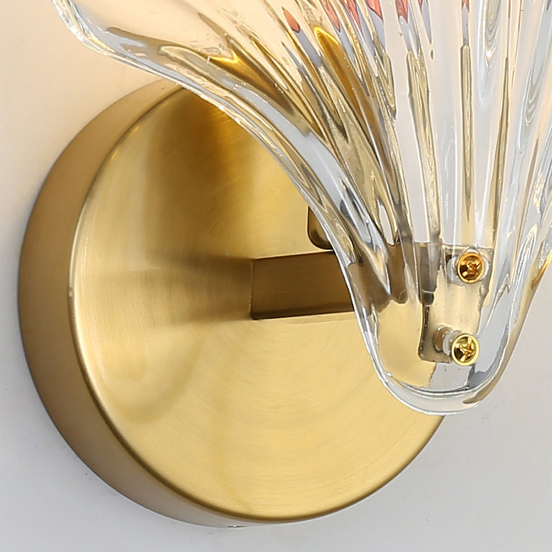 1-Light Vintage Creative Scalloped Sea Shell Glass Wall Sconce