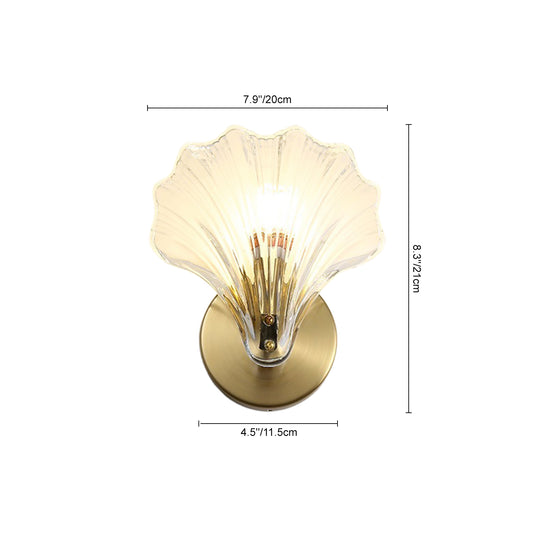 1-Light Vintage Creative Scalloped Sea Shell Glass Wall Sconce